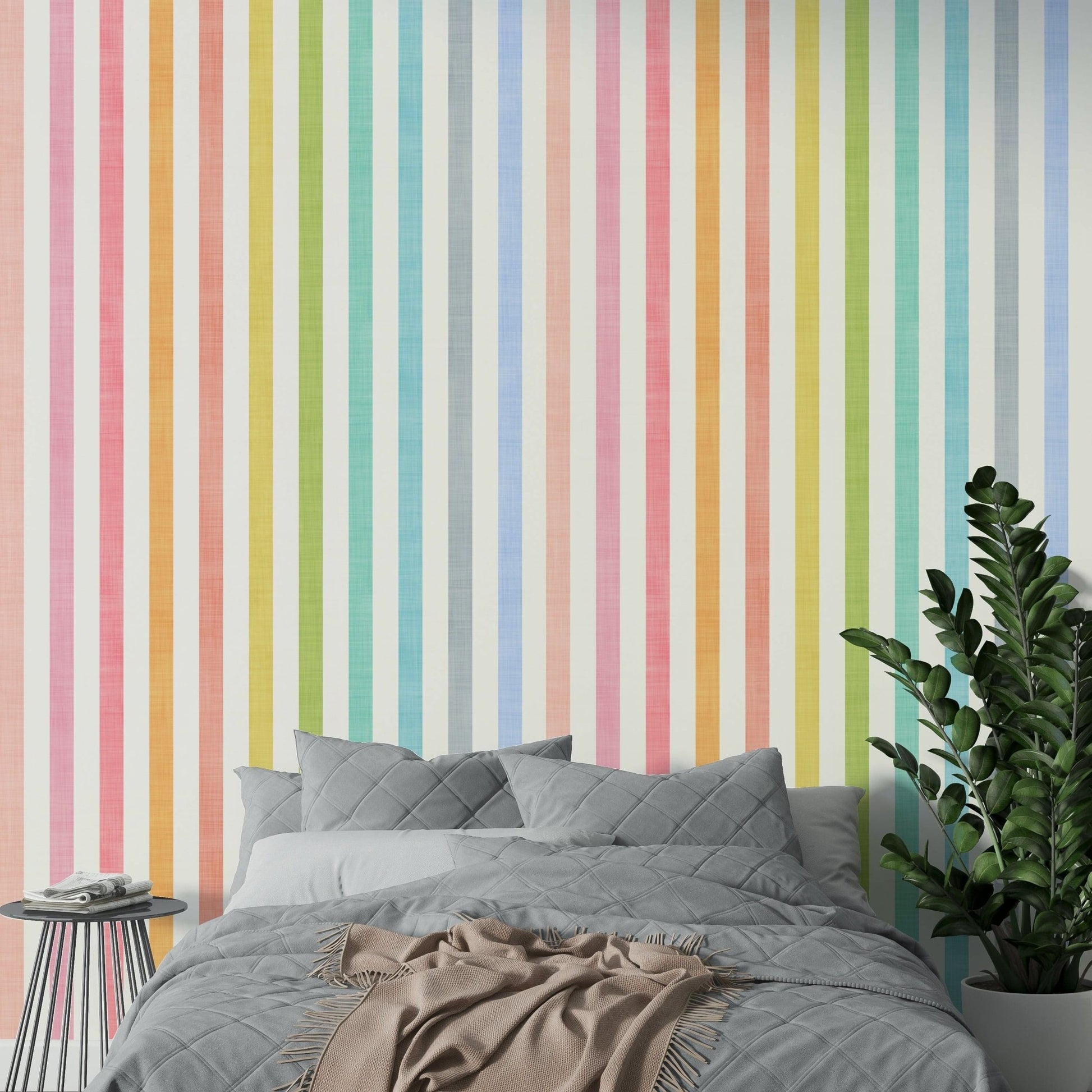 Soft pastel stripes wall covering

