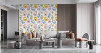 Constant repeat of Pastel Daisy Pebbles wallpaper in muted tones GD9457