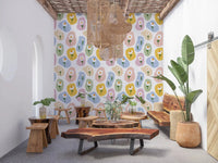 Vivid light fills the modern Dining room using Pastel Daisy Pebbles wallpaper⁠GD9457