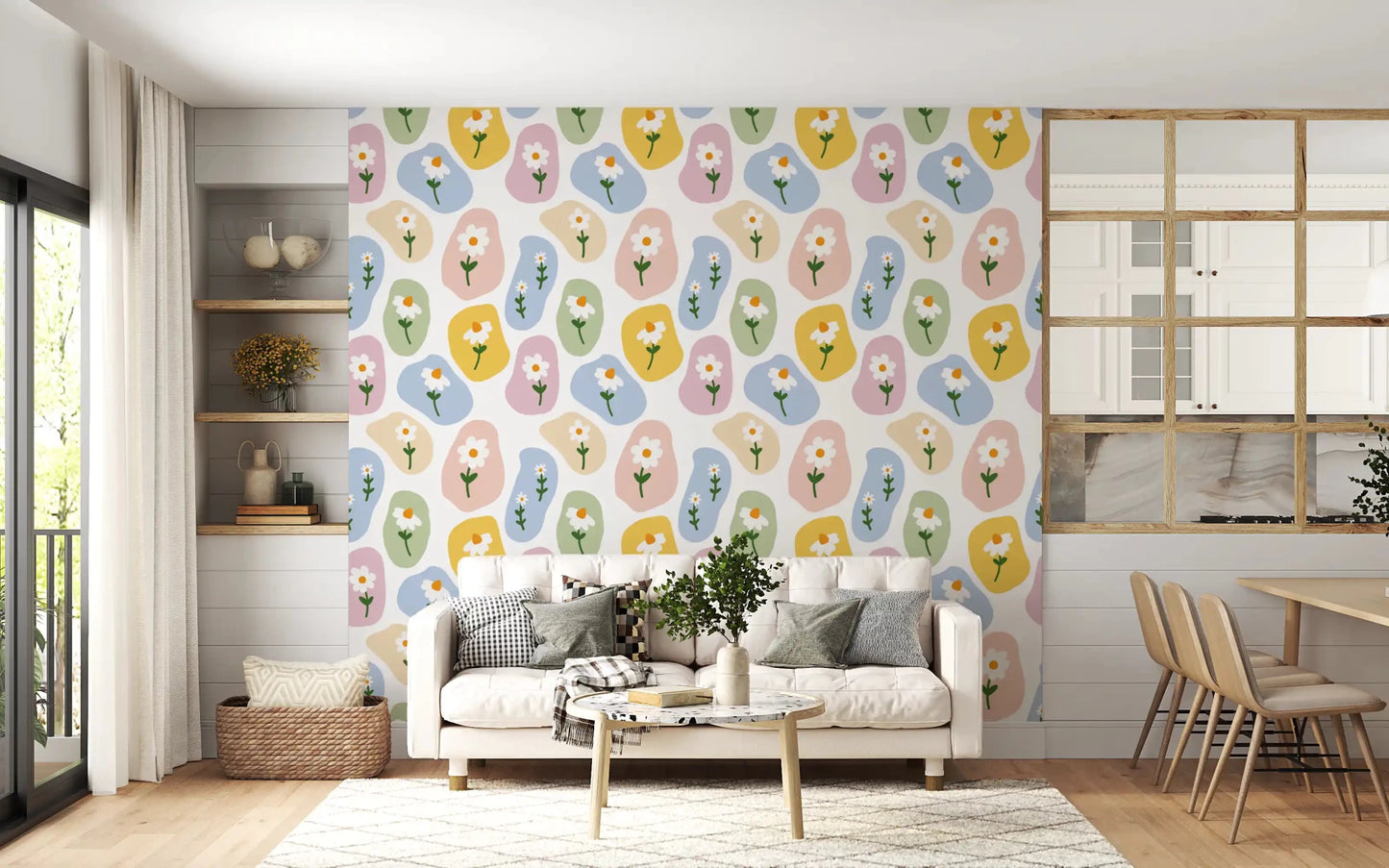 Quiet focus meets botanical style in a study using floral Pebble wallpaperGD9457