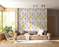 Zoomed-in look at white petals on Pastel Daisy Pebbles wallpaper⁠GD9457