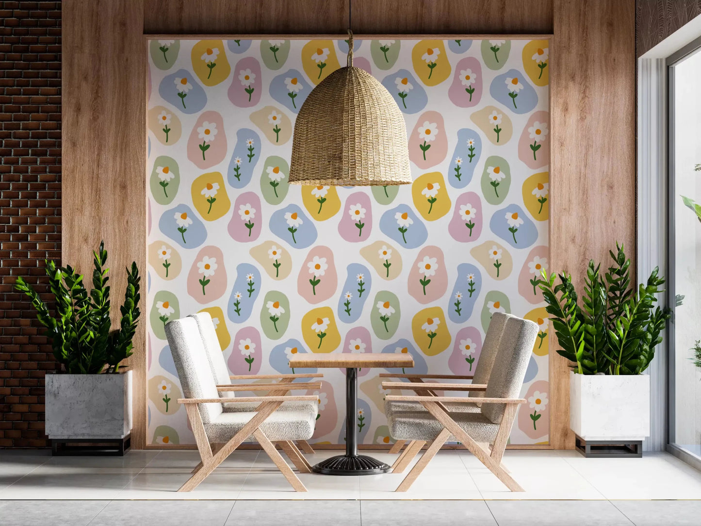 Entryway showcase this Pastel Daisy wallpaper beautifully⁠ GD9457