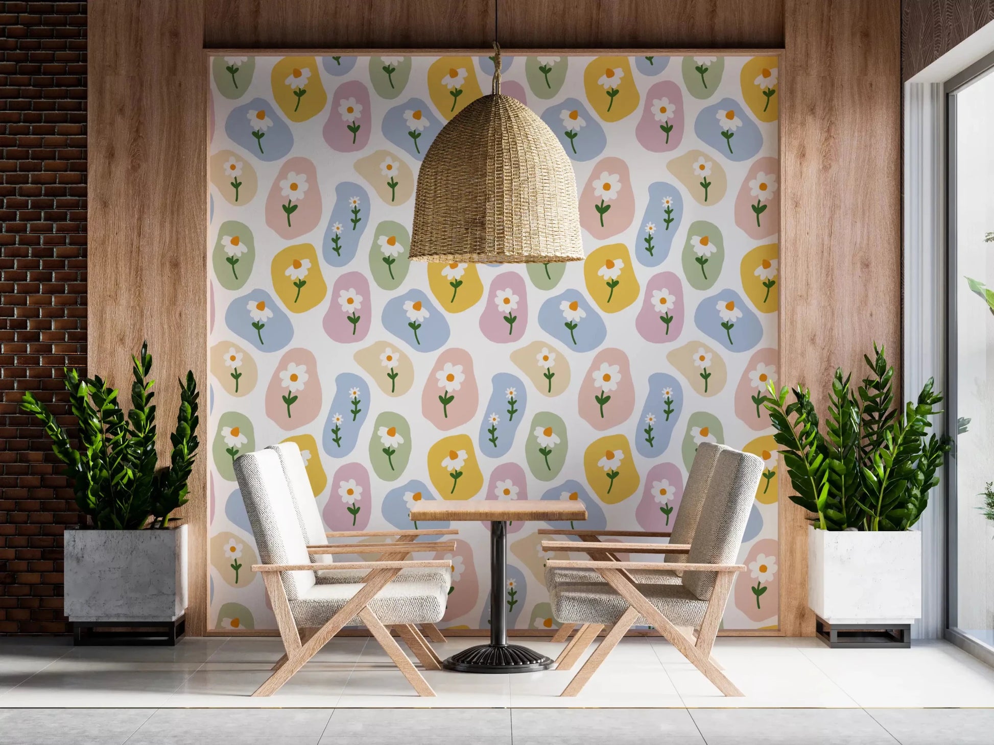 Entryway showcase this Pastel Daisy wallpaper beautifully⁠ GD9457