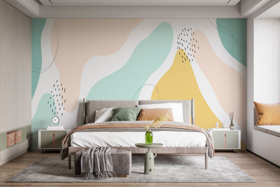 Modern pastel color shapes wallpaper design. A960