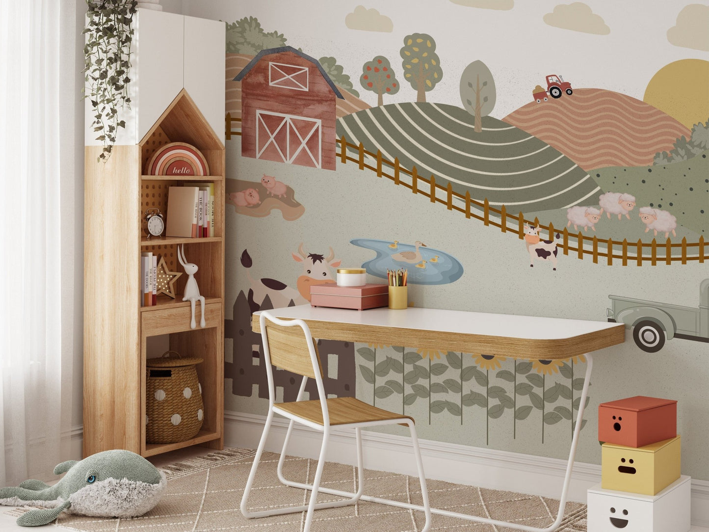 Nursery farm adventure wallpaper print
