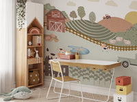Nursery farm adventure wallpaper print
