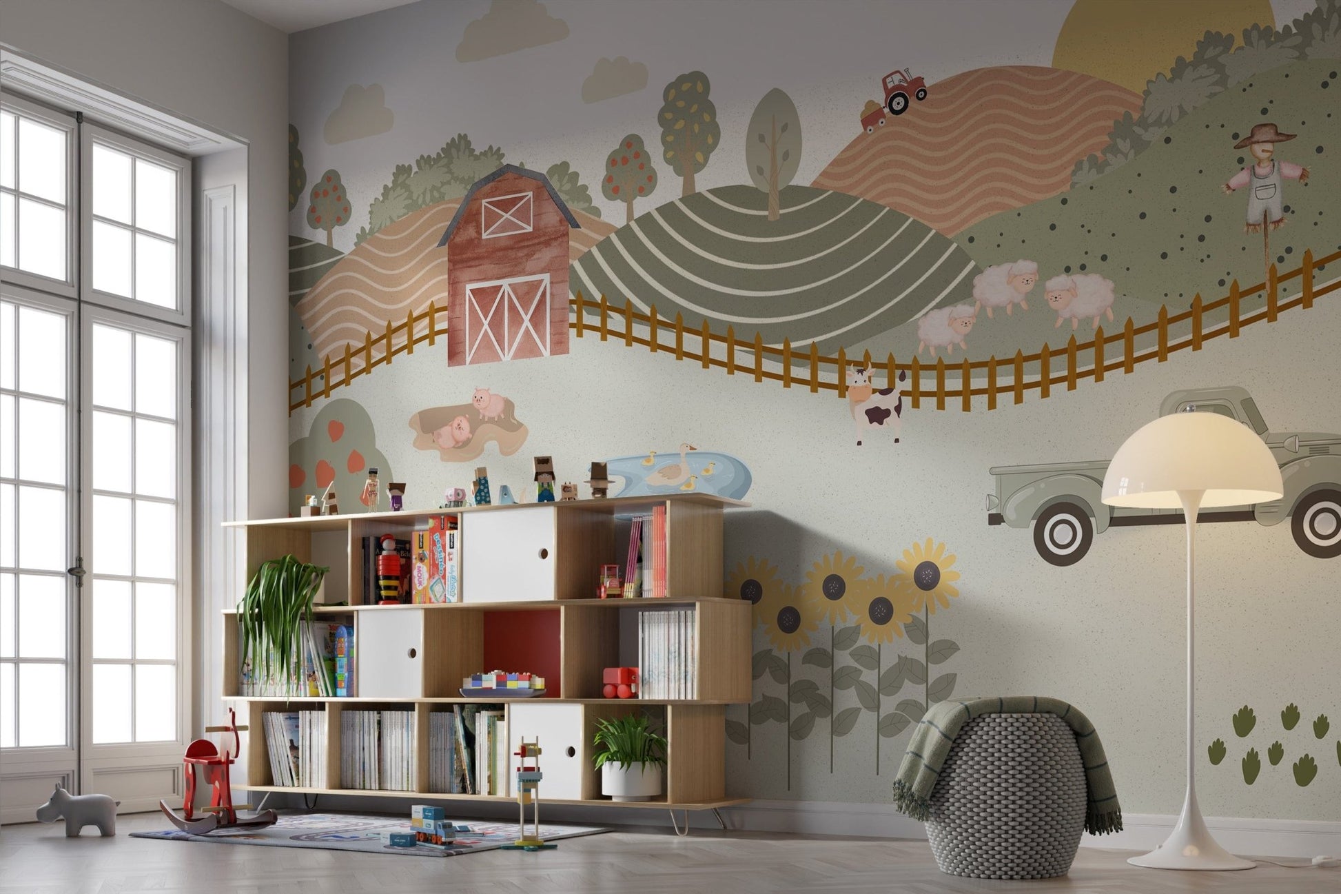 Adorable countryside wallpaper for baby

