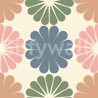 The soft, muted tones of the wallpaper design.

