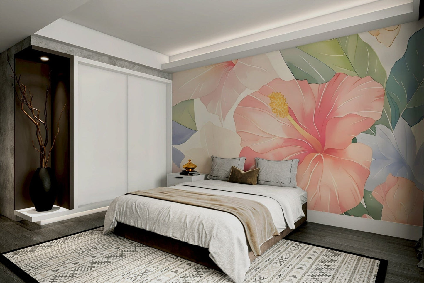 Pastel Hibiscus Watercolor Wallpaper
