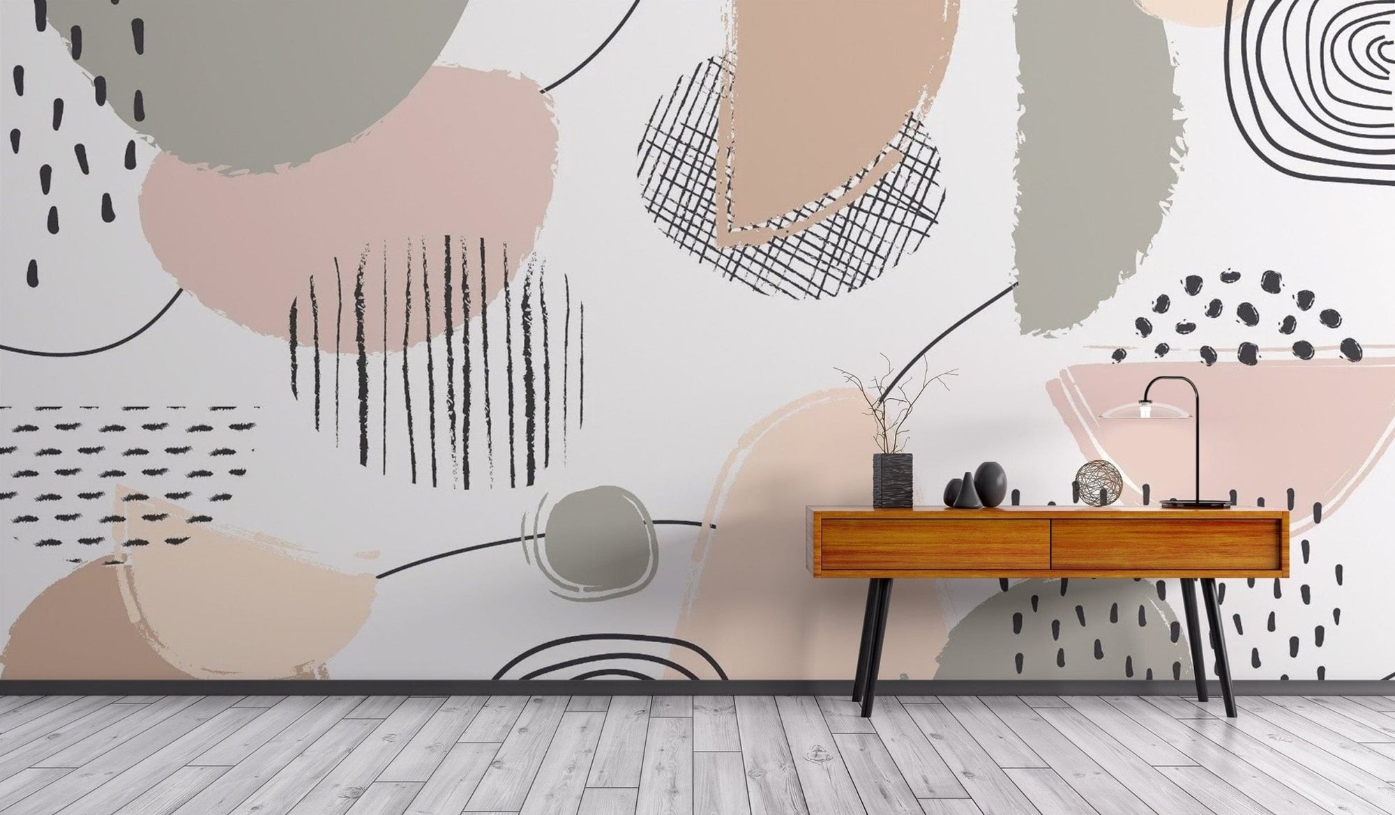 Pastel Light Grey Abstract Wallpaper Mural AB-23
