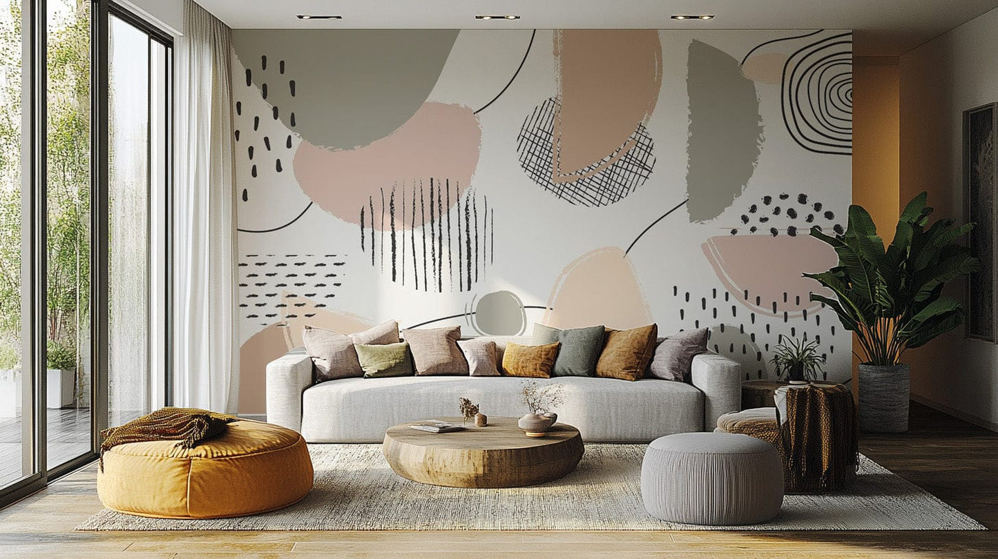 Elegant Grey Abstract Wall Mural Design AB-23
