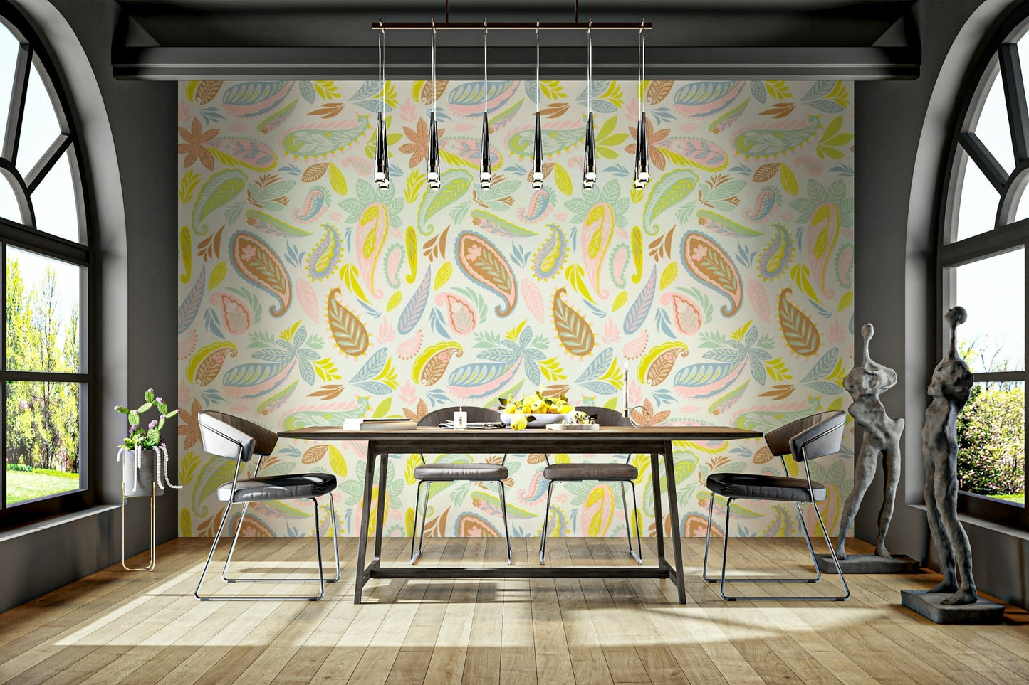 Light vintage-inspired wall mural, GD1014