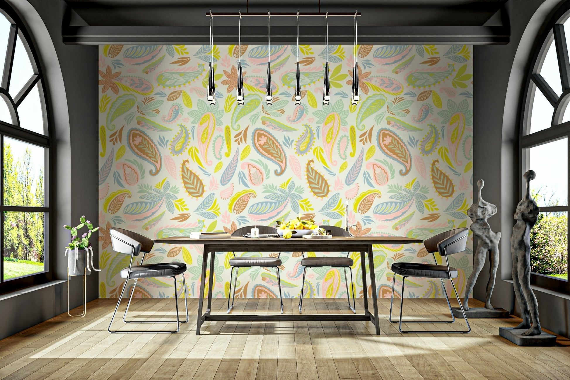 Light vintage-inspired wall mural, GD1014