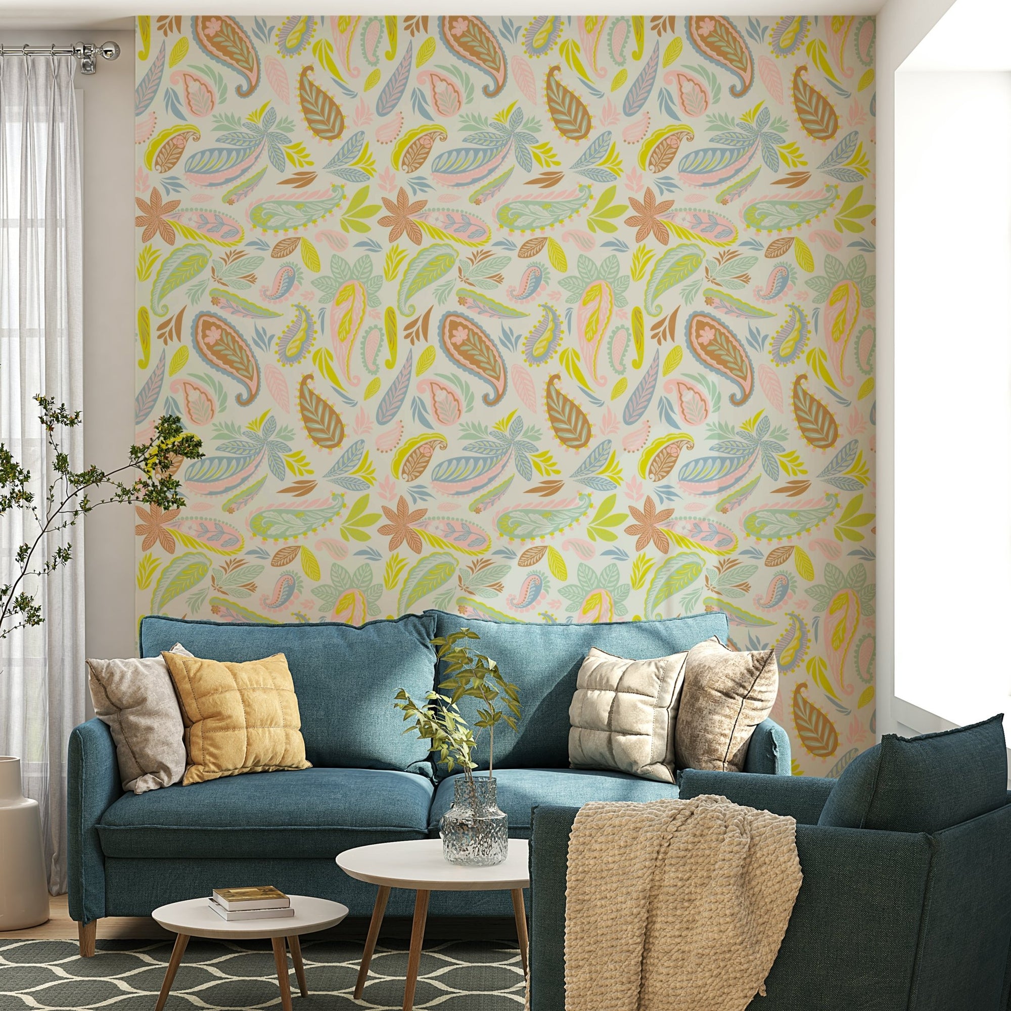 Pastel Paisley Paradise wall mural, GD1014