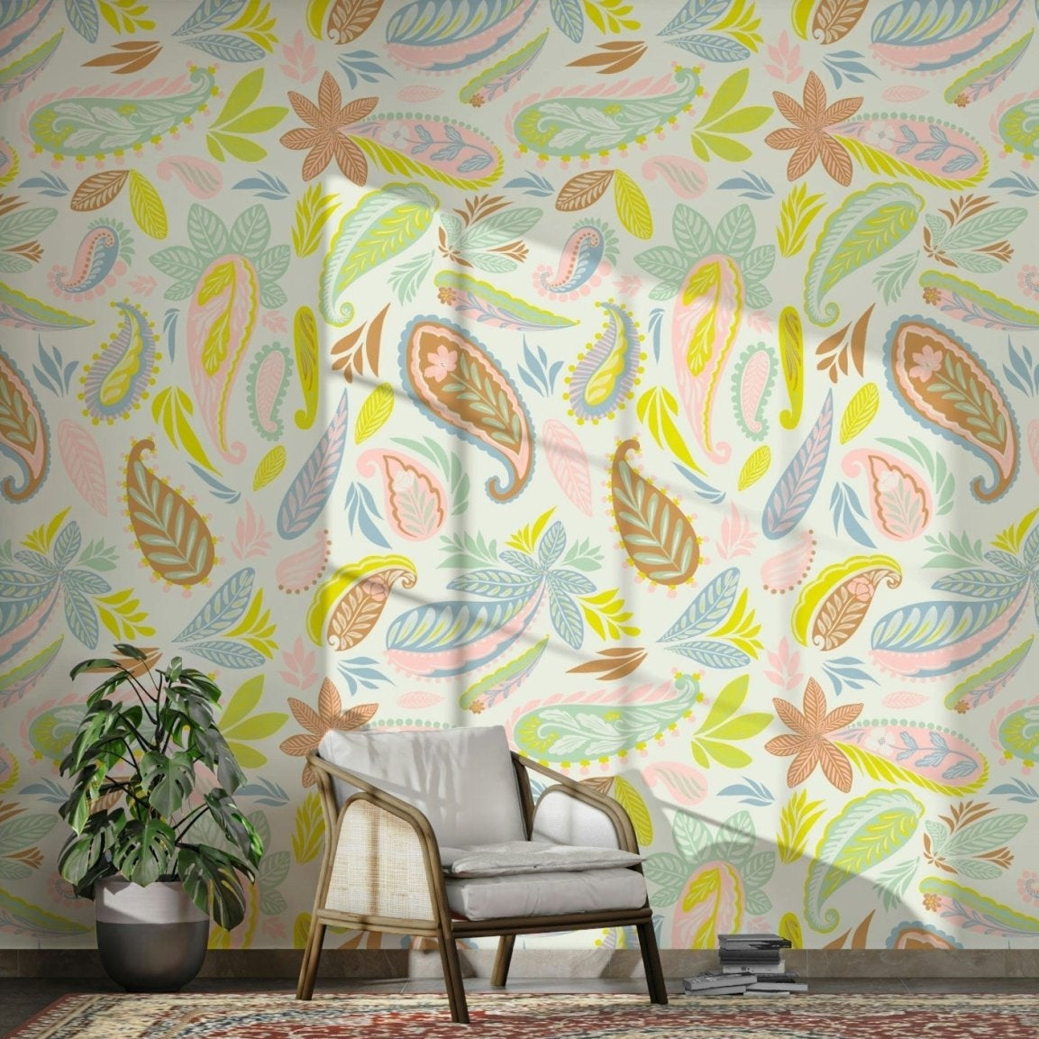 Blush pink paisley pattern wallpaper, GD1014