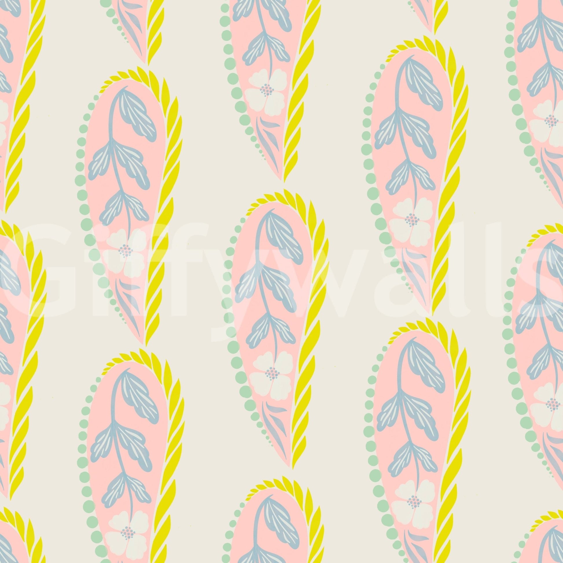 Decorative paisley mural wallpaper

