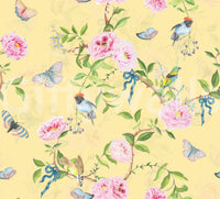 Chic Birds and Blooms in Pastel Chinoiserie Wallpaper

