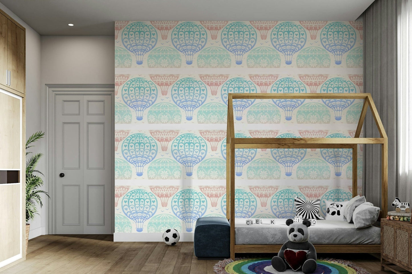 Vintage-inspired pastel balloon wallpaper

