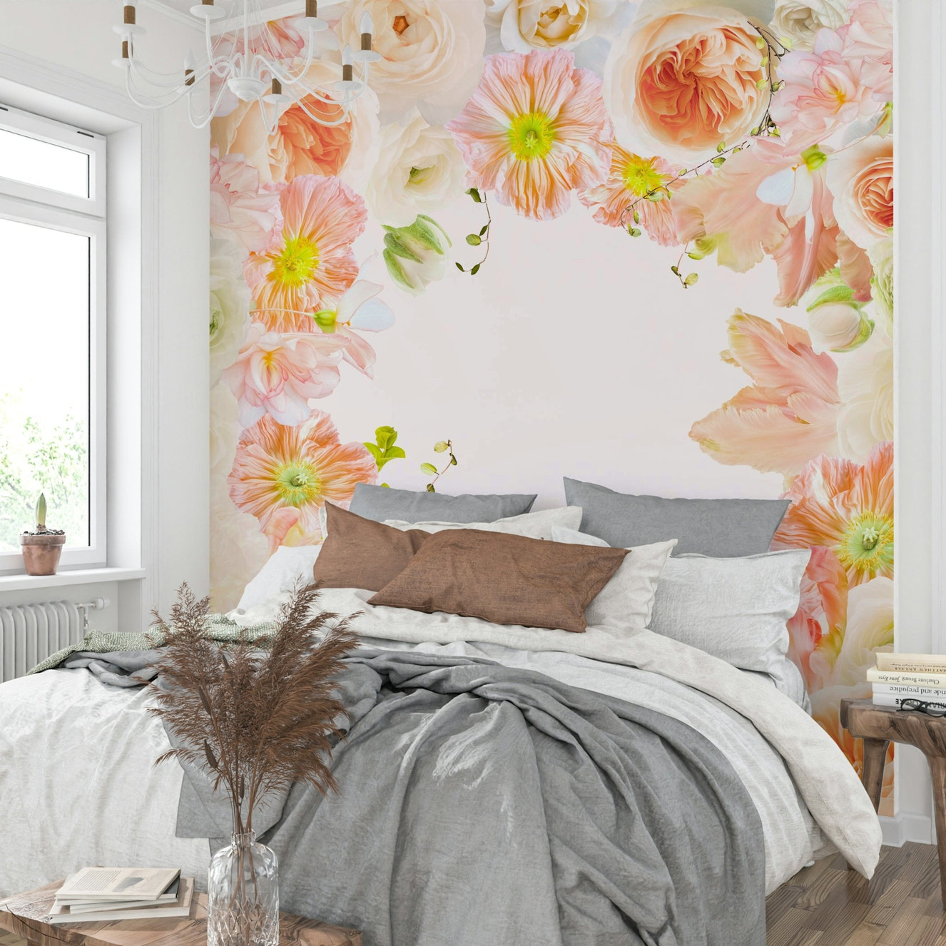 Soft pastel colors in a serene wall mural design

