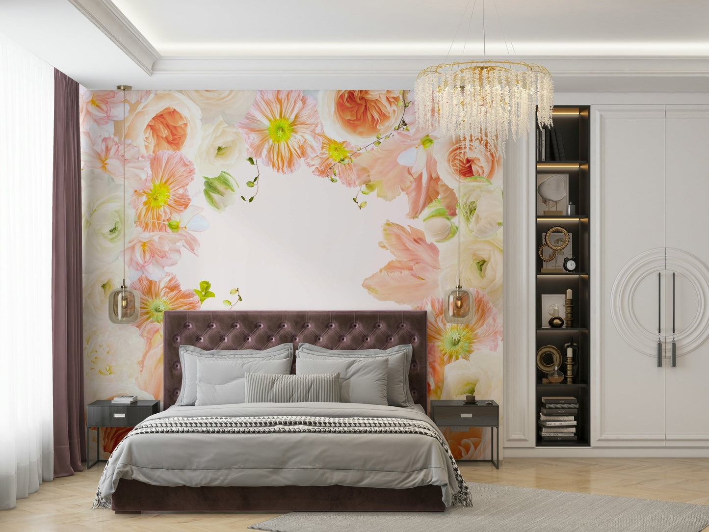 Artistic pastel paradise mural bringing calm to any space

