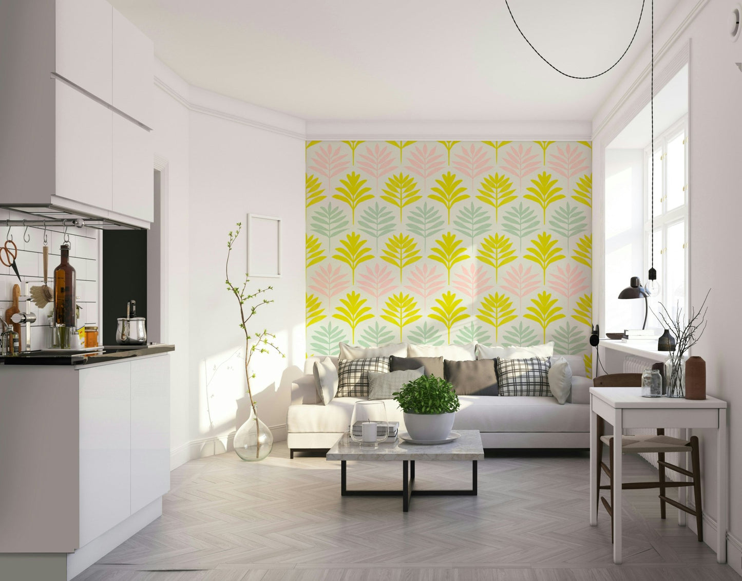 Playful mural wallpaper in soft colors, GD1012