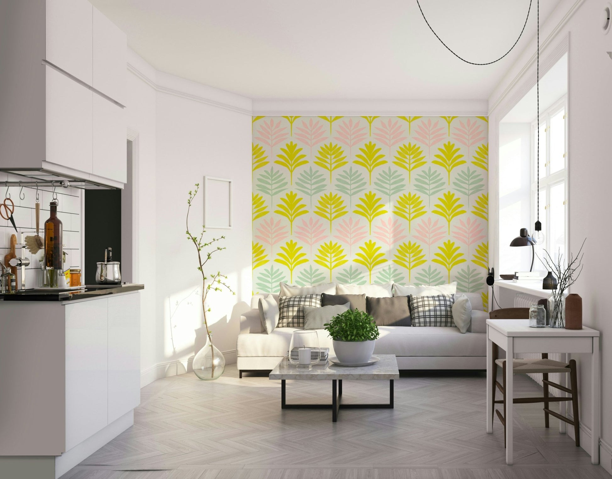 Playful mural wallpaper in soft colors, GD1012