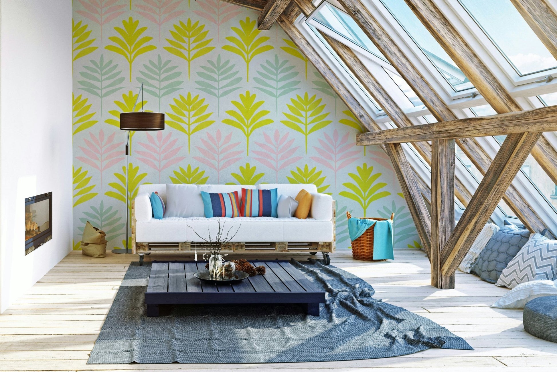 Blush and mint pastel wall mural, GD1012