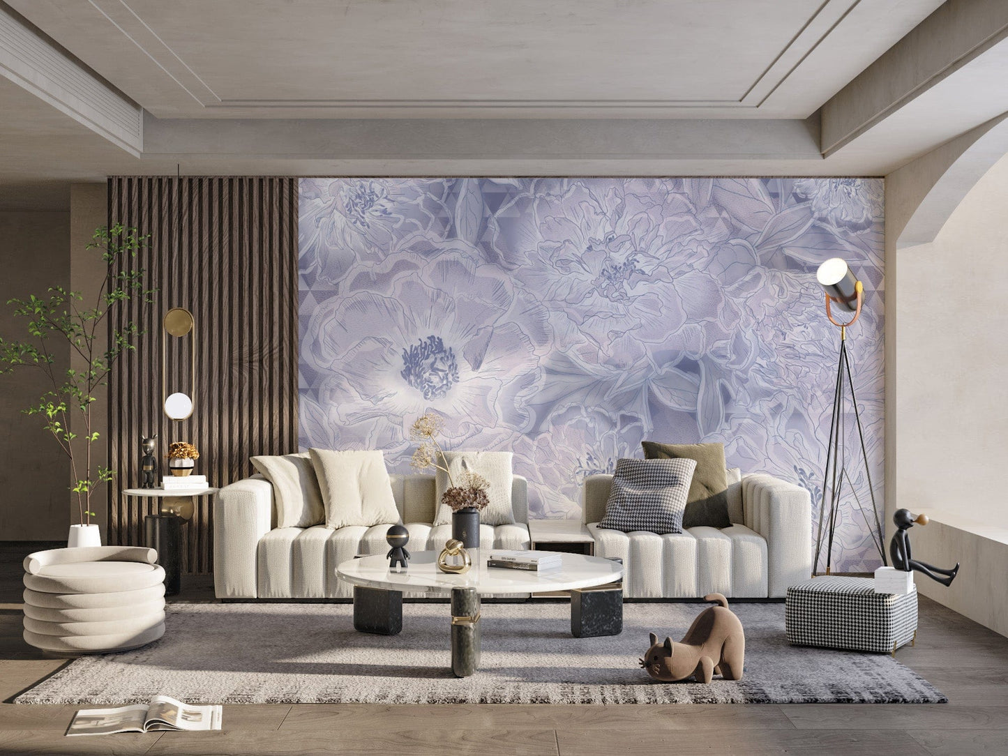 Elegant peony bloom wallpaper in pastels
