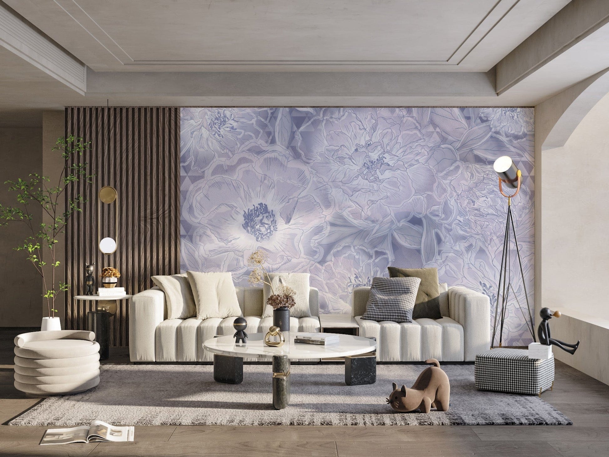 Elegant peony bloom wallpaper in pastels
