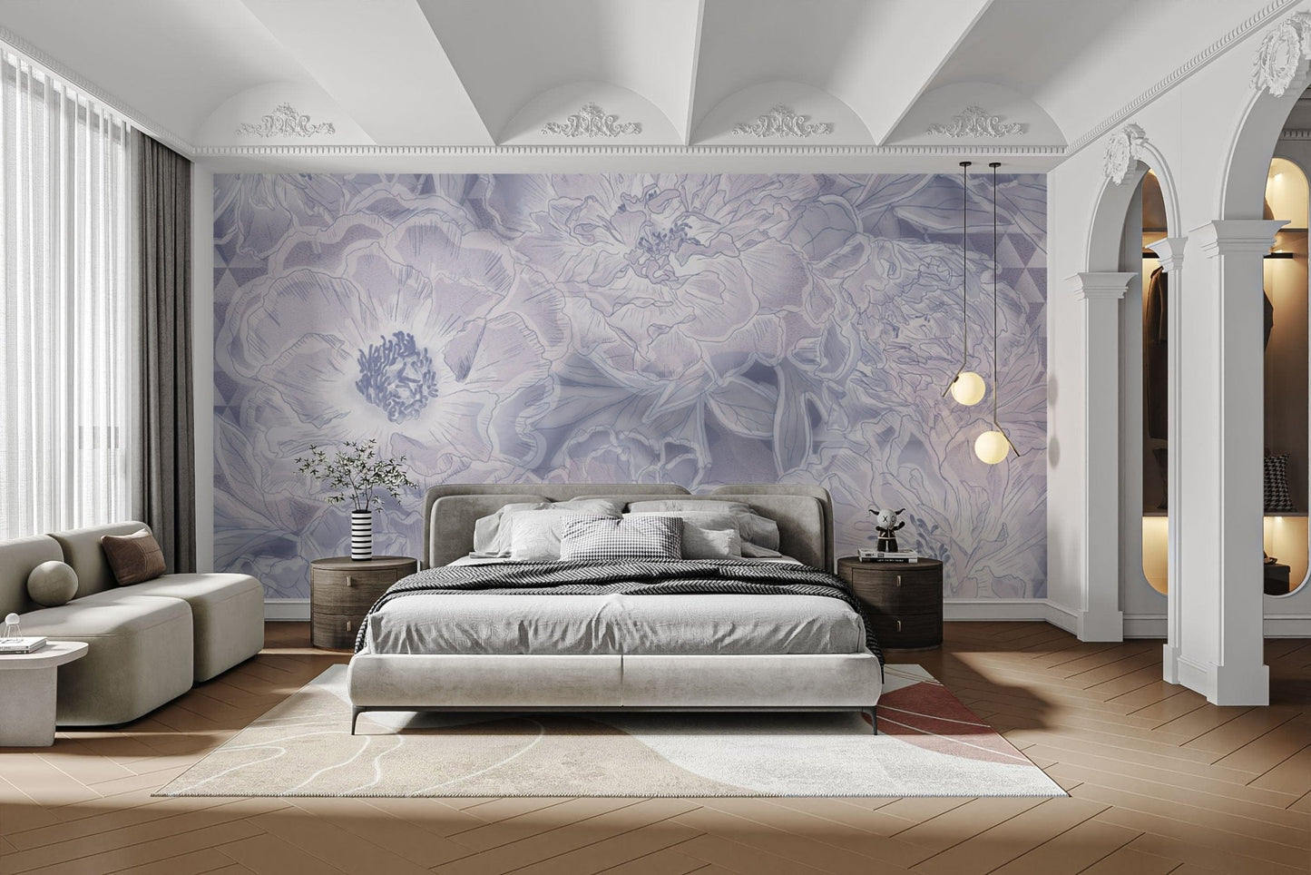 Luxurious pastel peony wallpaper design
