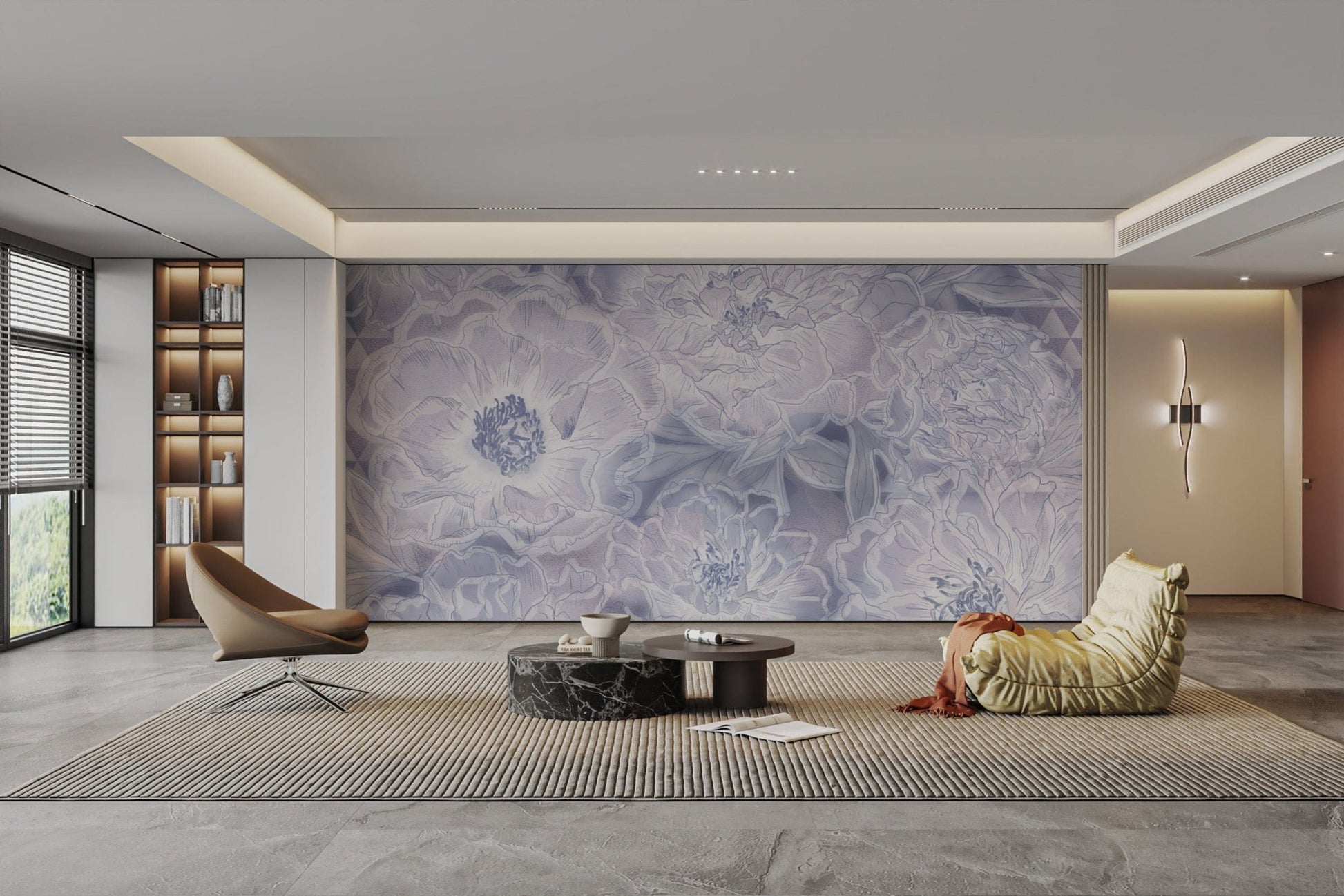 Botanical peony floral wallpaper print
