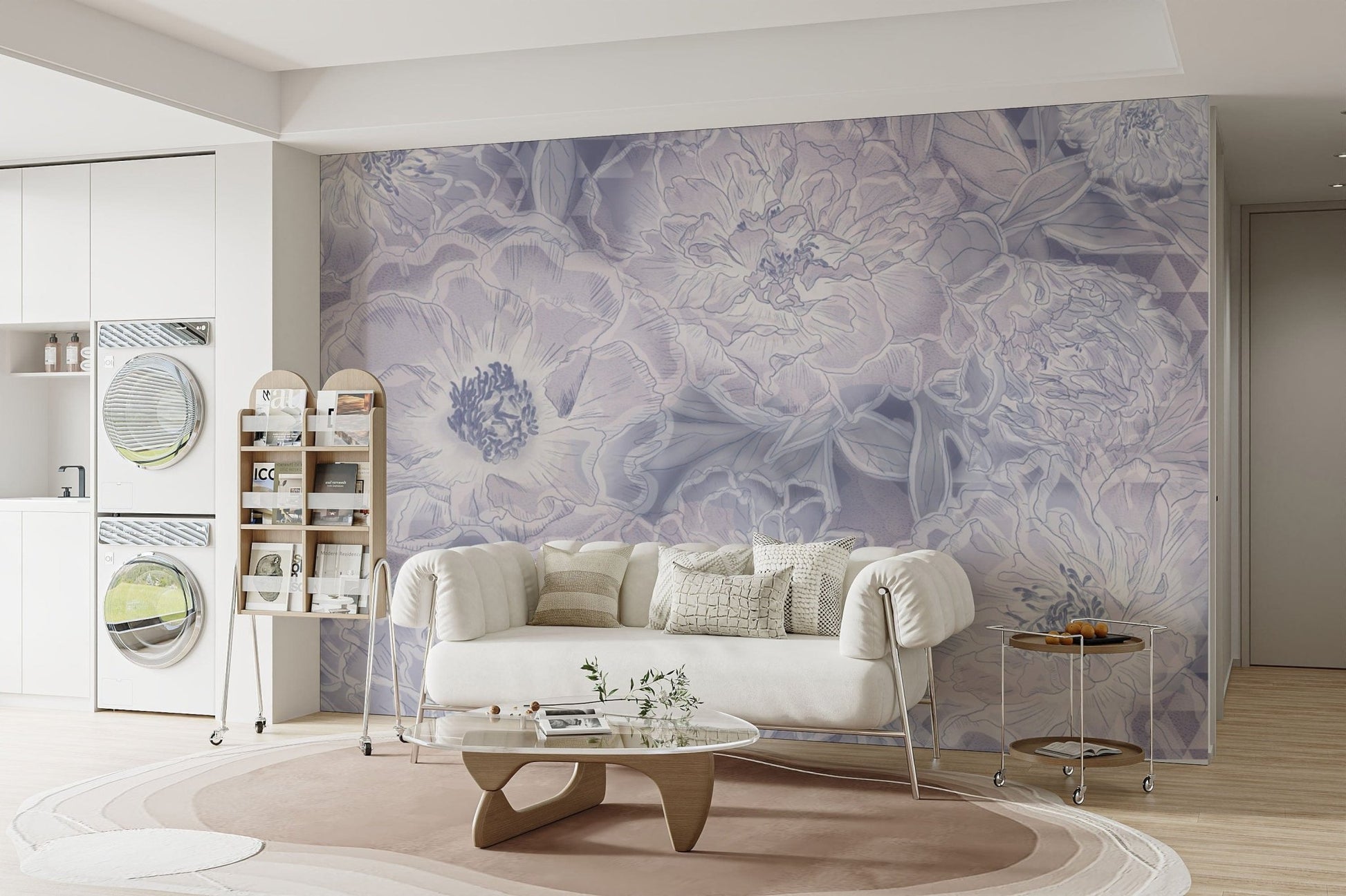 Muted peony flower wallpaper for walls
