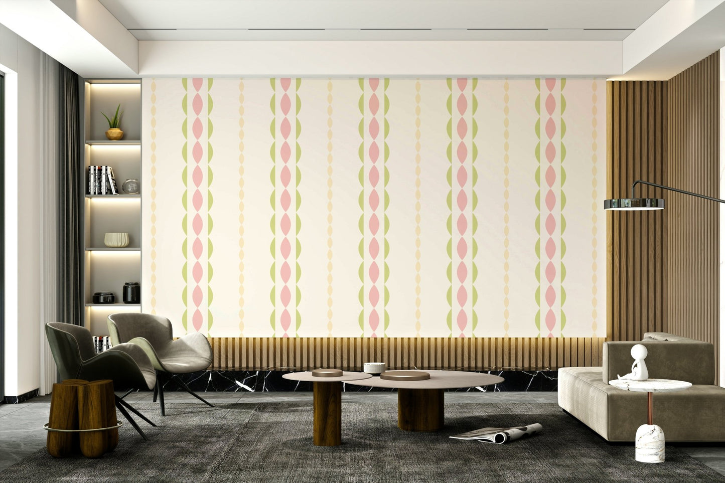 View of friendly shapes and a playful pattern

