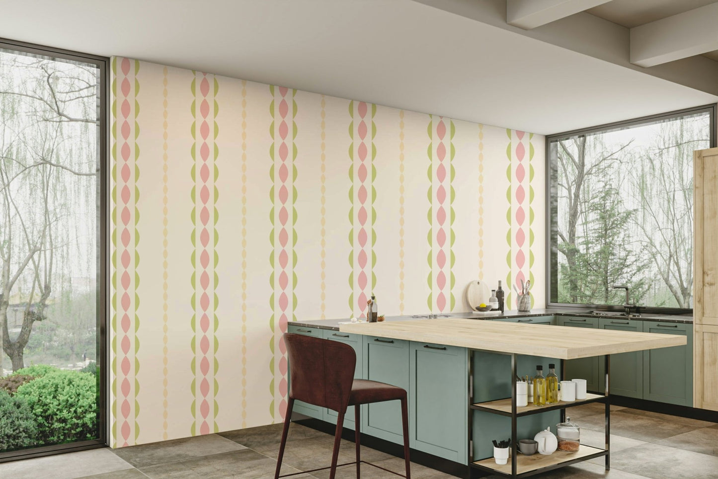 Wall mural showing a quiet floral scene

