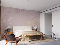 Modern gold and pink floral mural with a chic vibe.