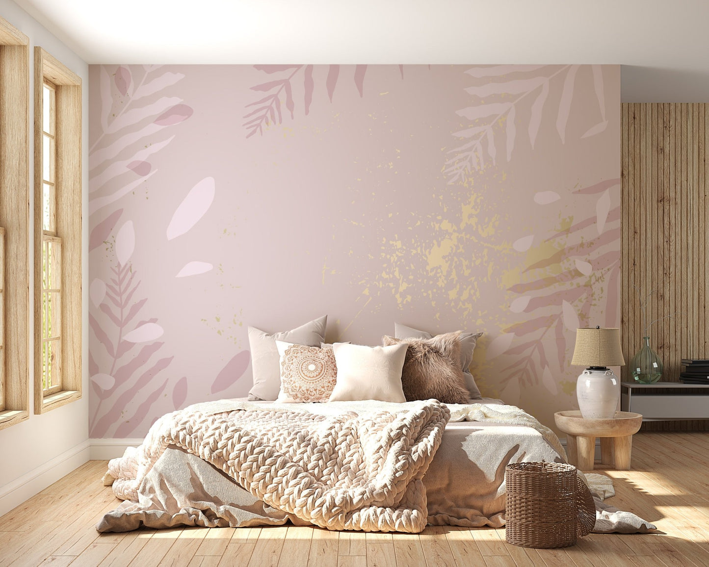 Pastel Dusty Pink Gold Wallpaper Mural - Giffywalls