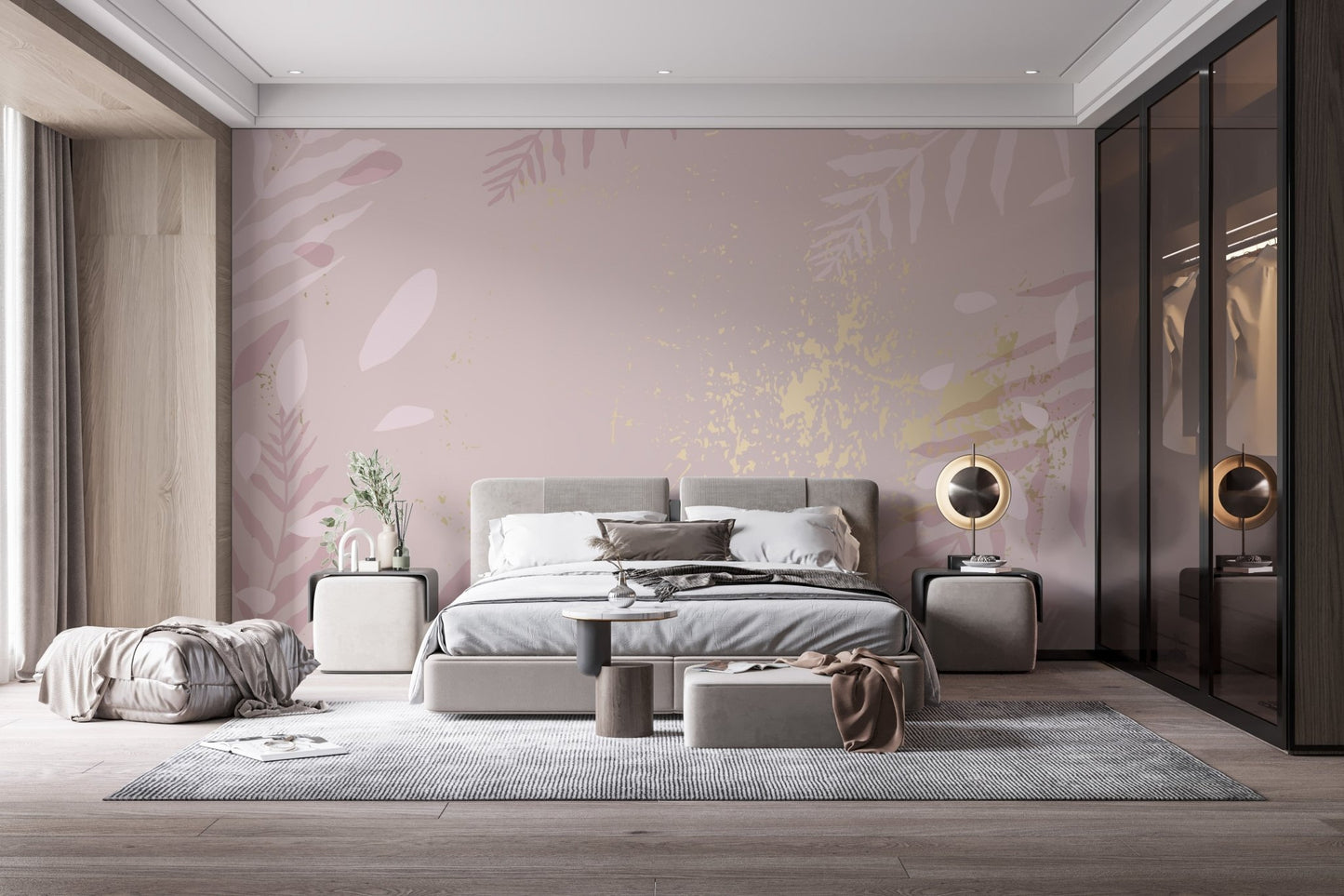 Pastel Dusty Pink Gold Wallpaper Mural - Giffywalls