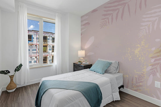 Elegant pastel dusty pink wallpaper with gold accents. A762