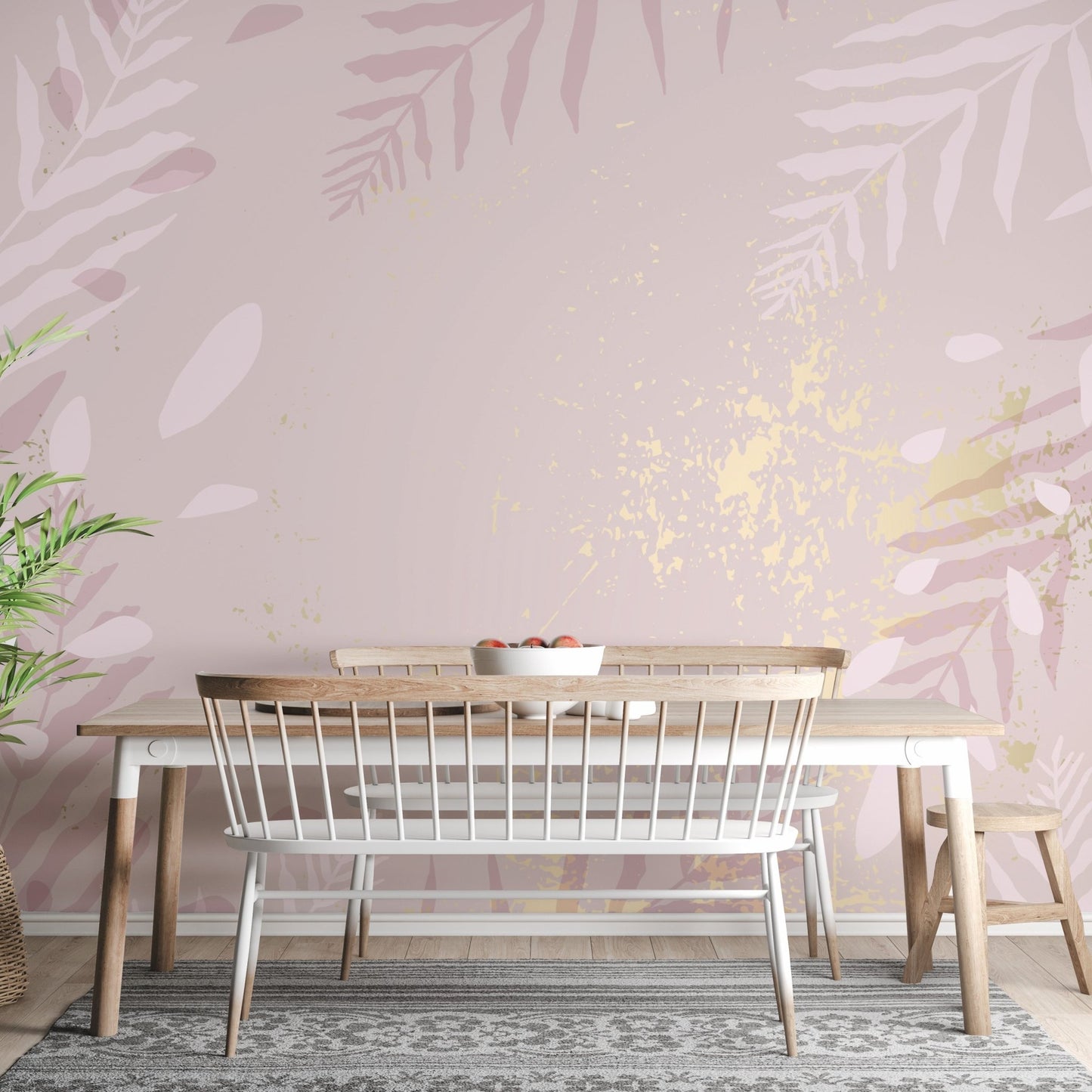 Pastel Dusty Pink Gold Wallpaper Mural - Giffywalls