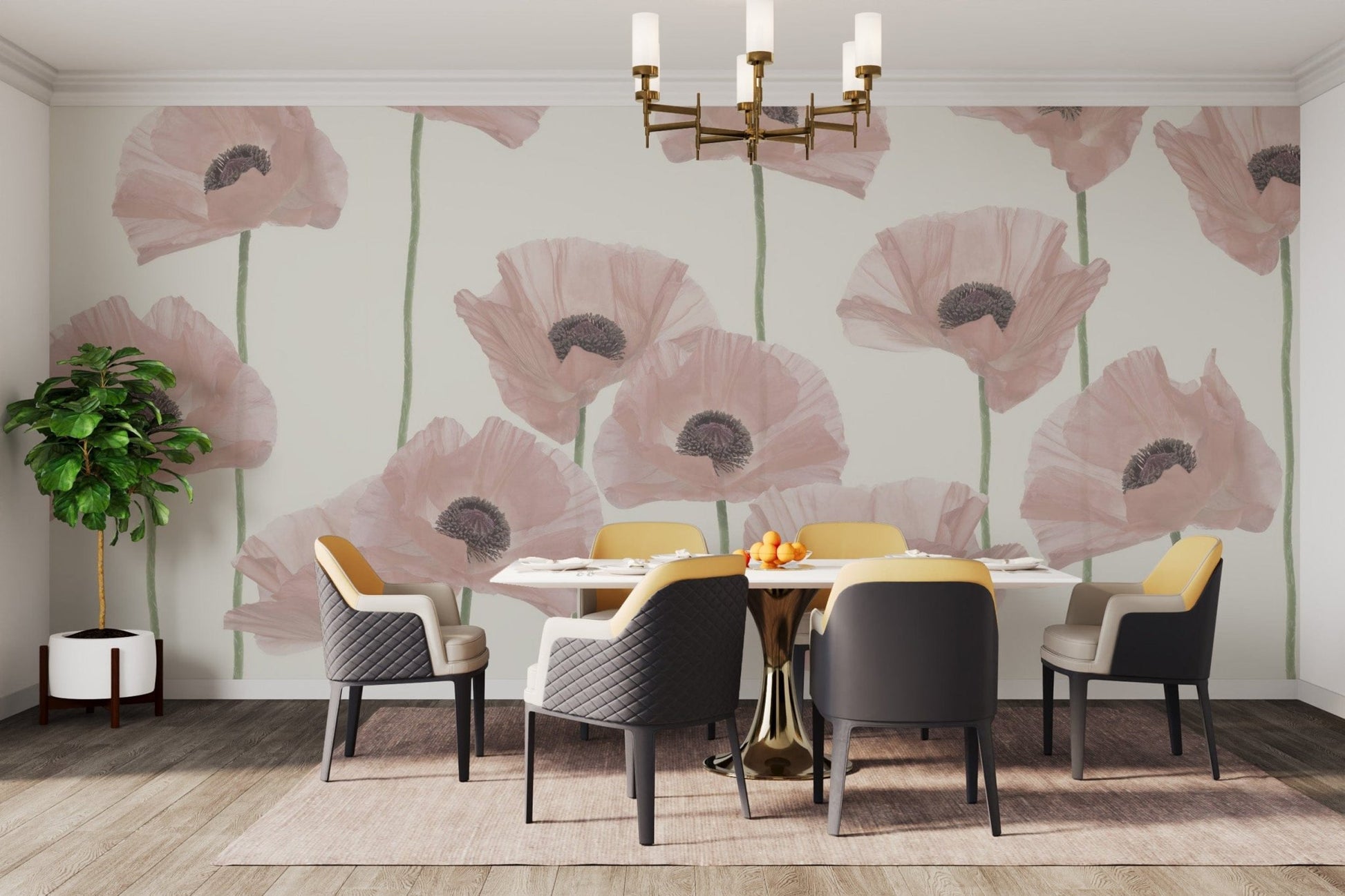 Elegant pastel pink poppy wall print
