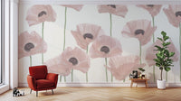 Soft pink poppy flower wall design
