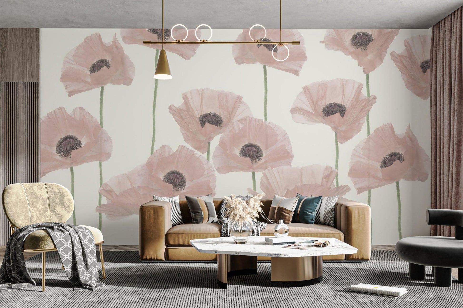 Delicate poppy flower wallpaper design
