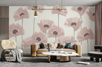 Delicate poppy flower wallpaper design
