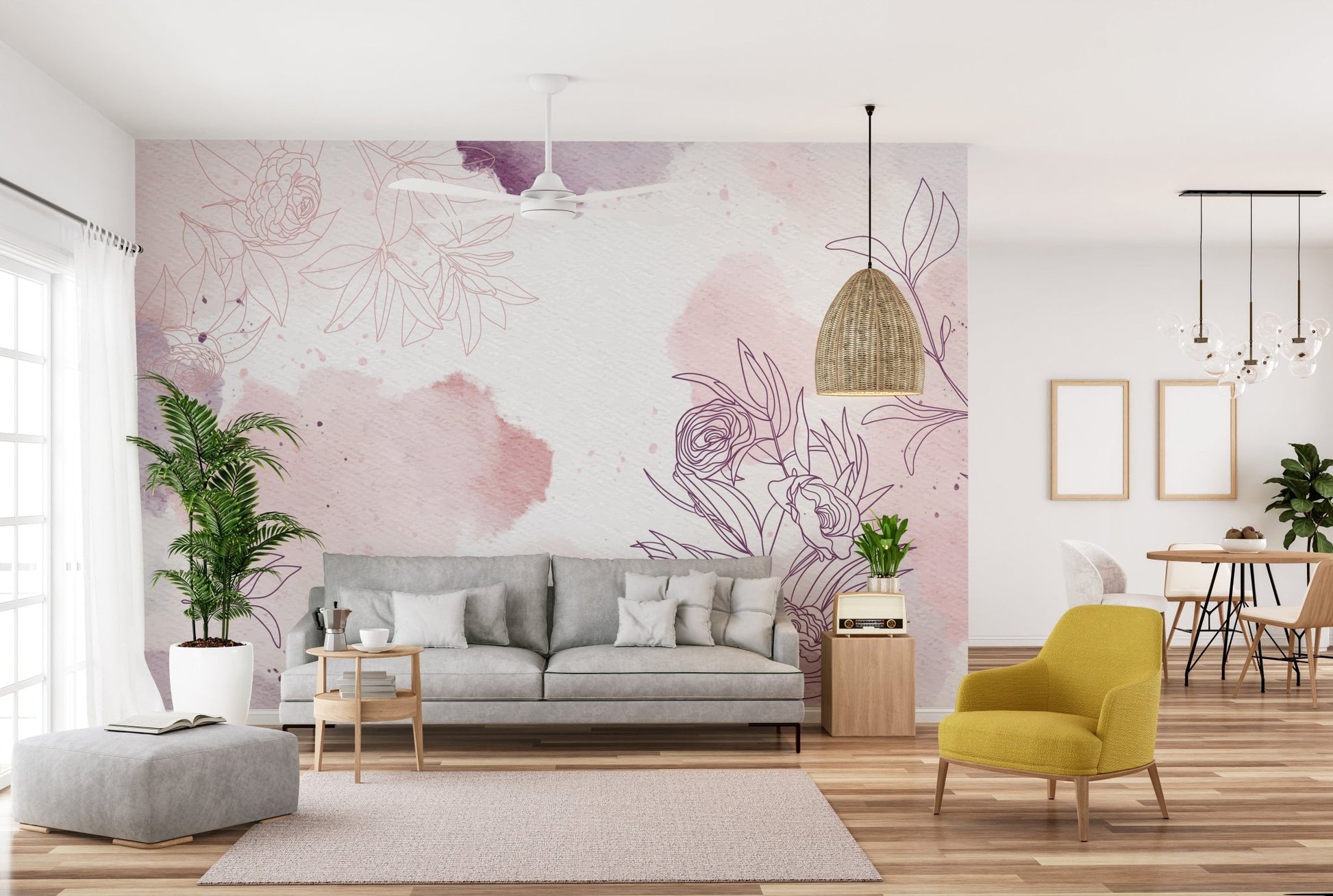 Pink and purple flower mural
