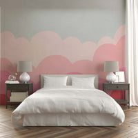 Serene pastel pink sunrise mural perfect for bedrooms.

