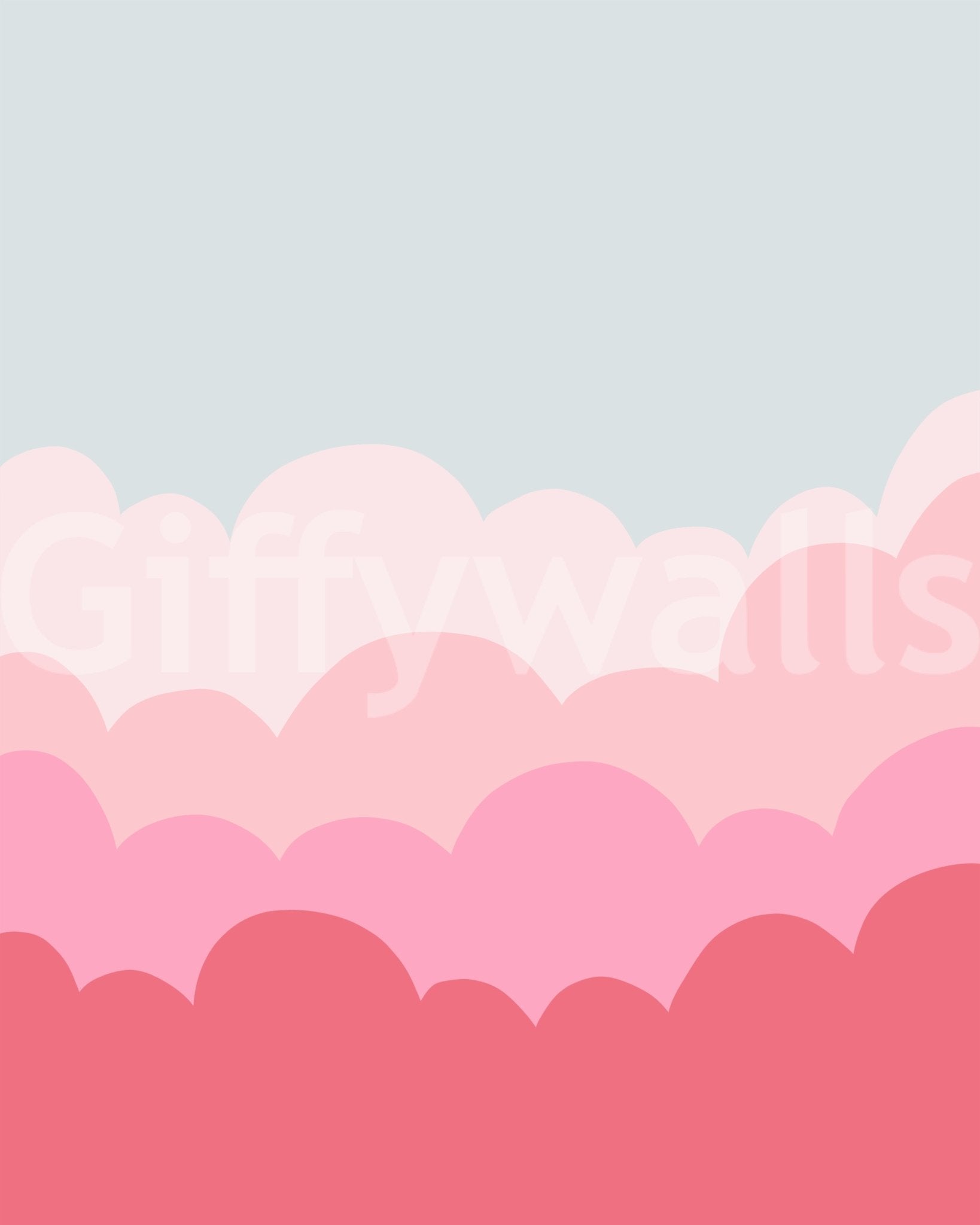 Pastel pink sunrise mural to create a calm and bright space.

