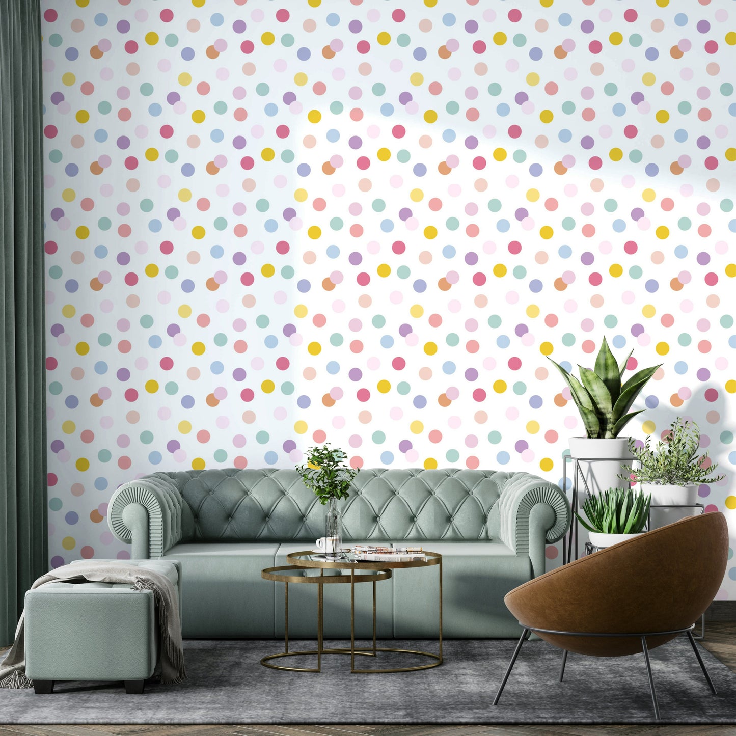 A wall mural of a peaceful dot pattern.

