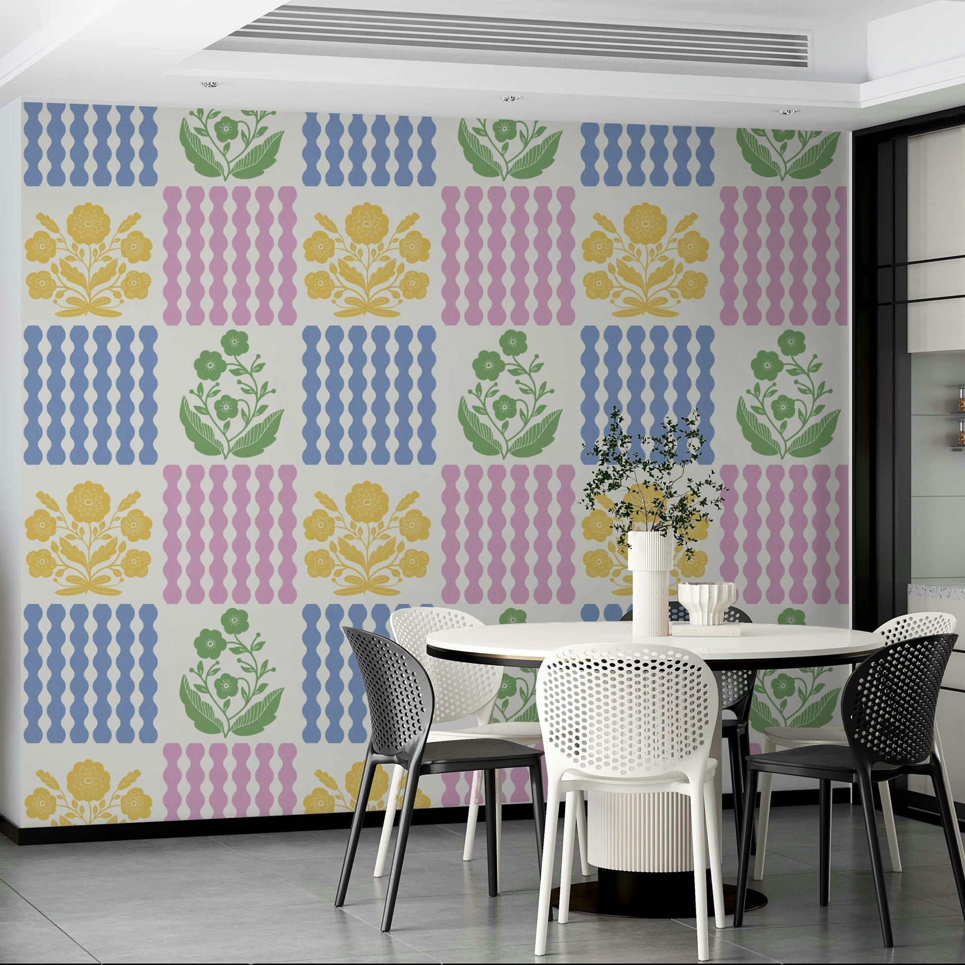 Modern pastel floral design for walls

