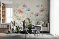 Pastel Poppy Field Wall Mural