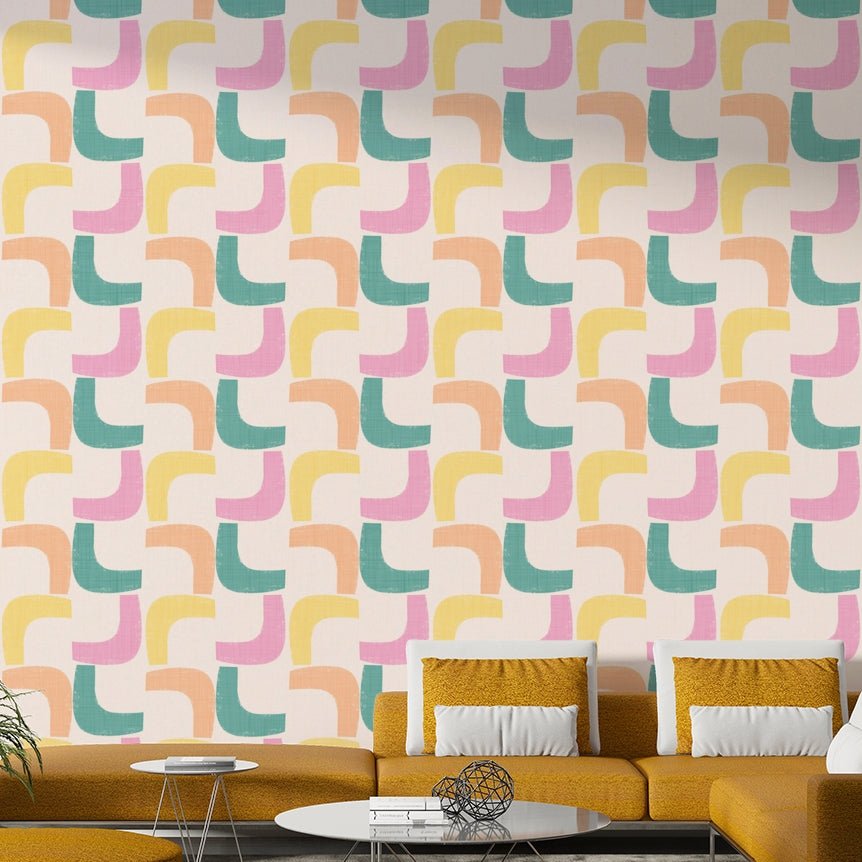 Mid-century retro wallpaper with boomerang design

